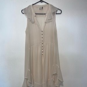 anthropologie Akemi + Kin Button Down Sleeveless Blouse Size Medium Cream Sheer
